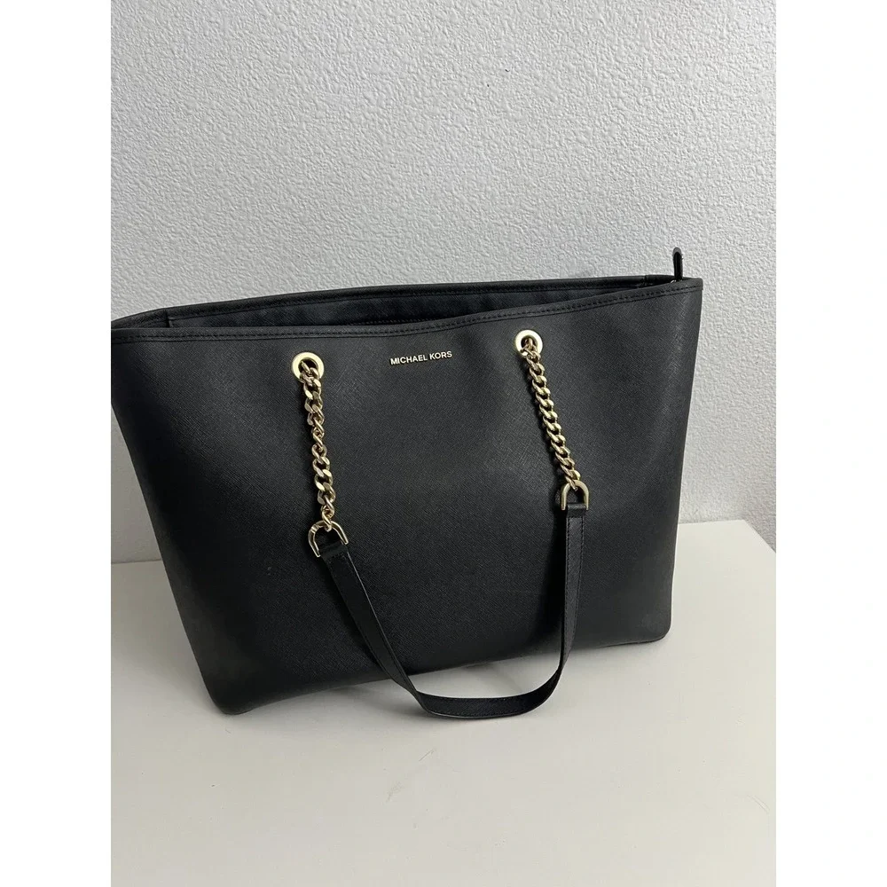 Michael Kors Jet‎ Set Bag Chain Strap MultiFunction Tote black gold Handbag